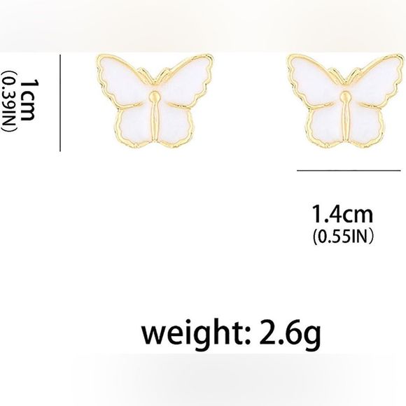 Tiny Petite beautiful pearl-colored butterfly earrings. - Picture 8 of 9